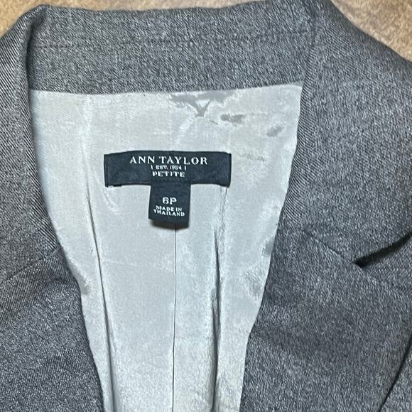 Ann Taylor Taupe Wool Blend Blazer 6P Petite Slim Fit Workwear Office Jacket - Picture 2 of 10